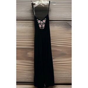 HOLLISTER Black Boho Festival Romper Jumpsuit Straight Pants Sz S